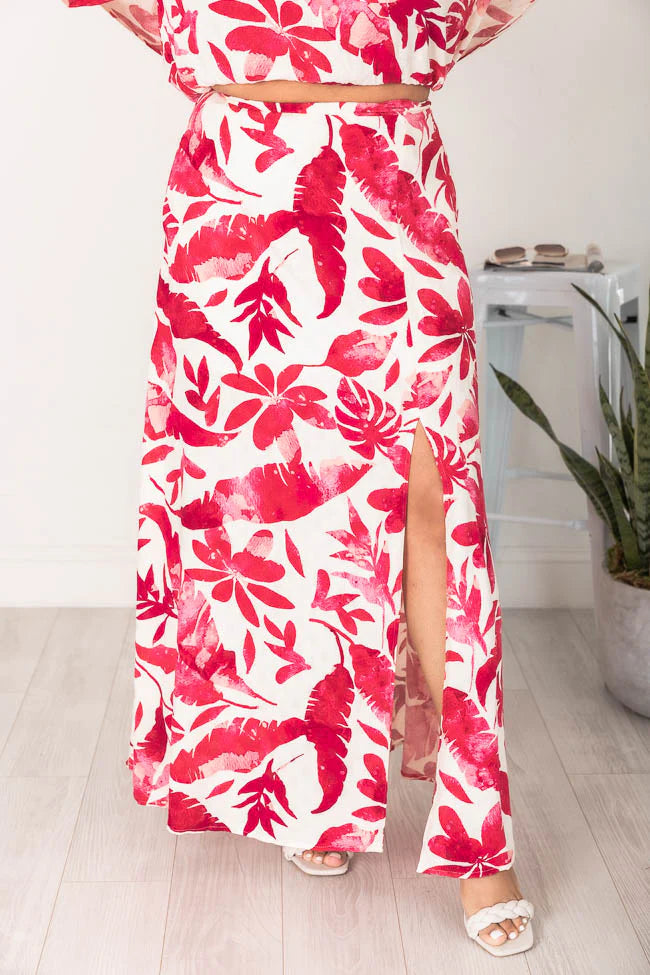 Passport To Paradise Pink/White Printed Maxi Skirt FINAL SALE