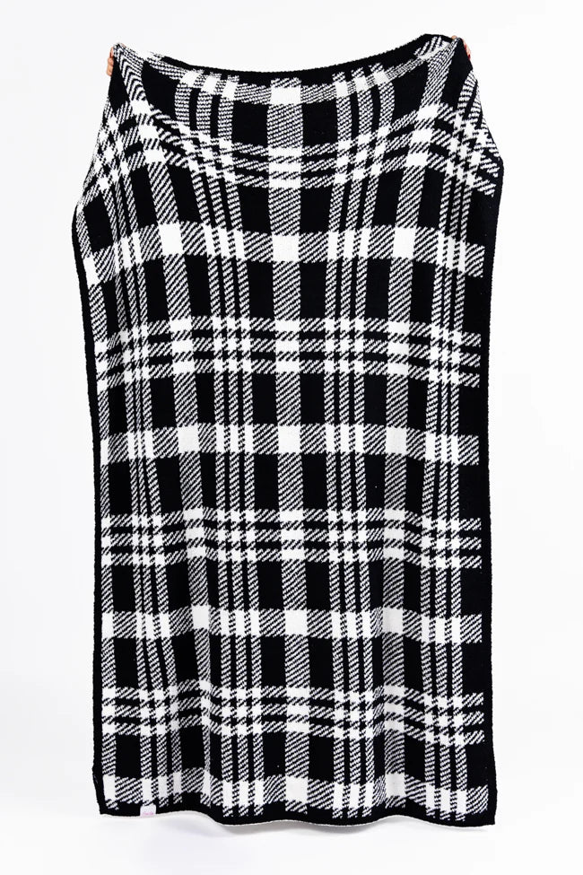 Make Me Believe Black And White Plaid Blanket SALE