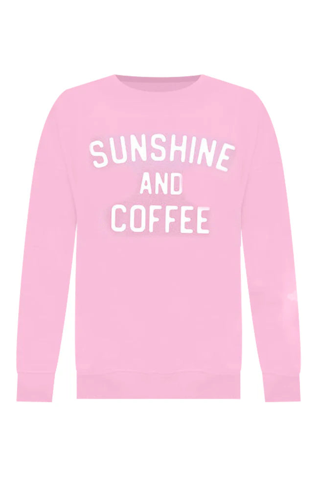 Sunshine and Coffee Pink Oversized Graphic Sweatshirt