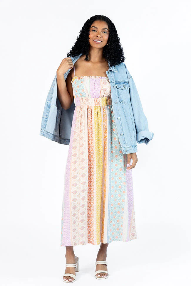 Lovingly Yours Multi Patchwork Print Midi Dress