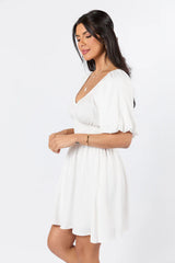 When In Paradise White Solid Mini Dress