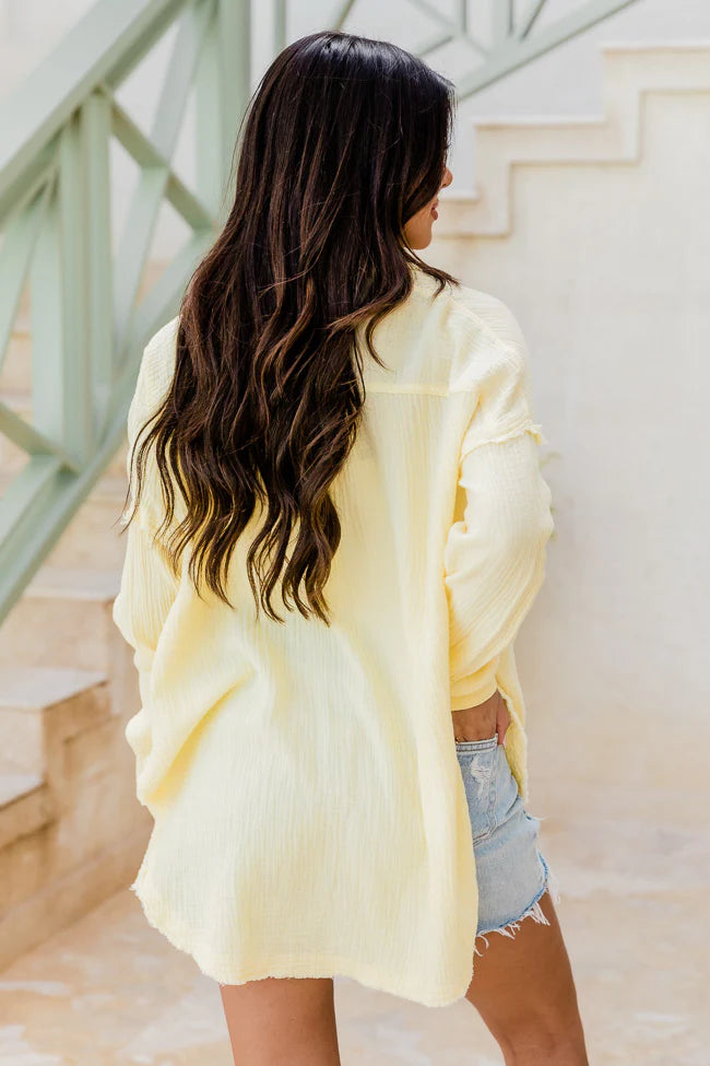 Let Me Adore You Yellow Button Front Gauze Blouse SALE