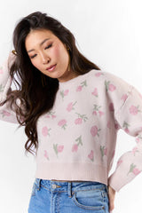 Grand Measures Light Pink Floral Sweater