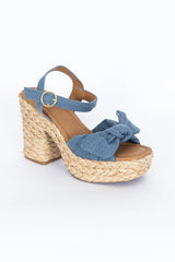 Kacey Chambray Bow Woven Heels SALE