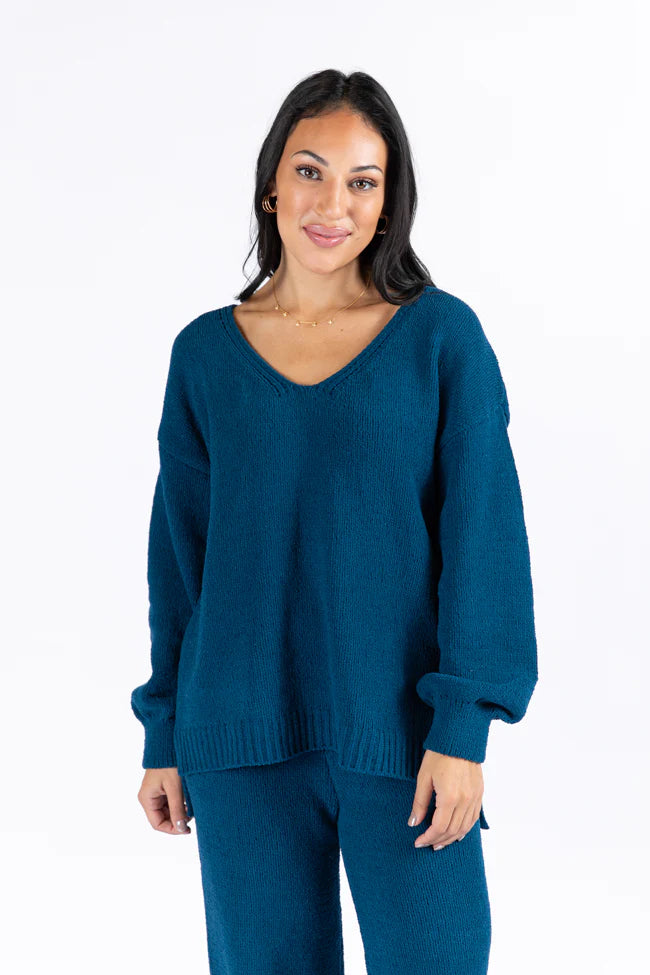 Cozy For Keeps Navy V-Neck Sweater