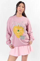 Heart of Gold Mauve Oversized Graphic Sweatshirt