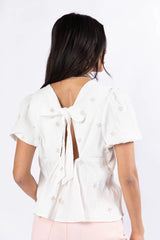 Endless Charm Off White Embroidered Gauze Blouse