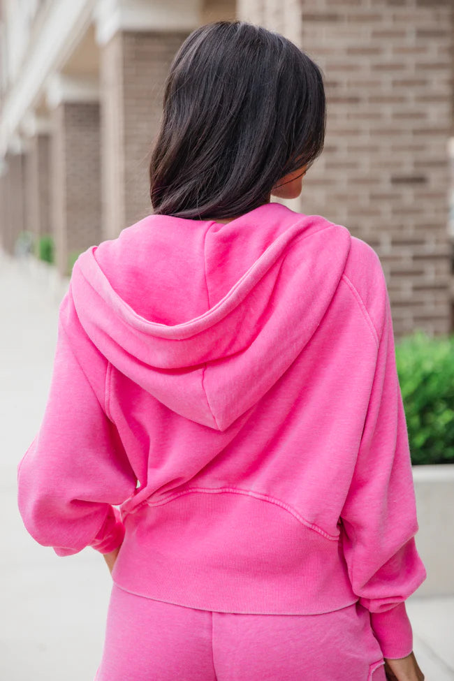 Learn As You Go Pink Acid Washed Quarter Zip Pullover SALE