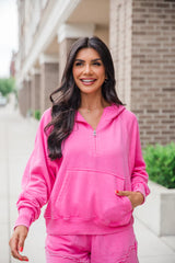 Learn As You Go Pink Acid Washed Quarter Zip Pullover SALE