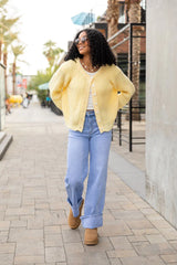 Do Me A Solid Yellow Button Up Cardigan