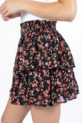 Breezy Black Floral Tiered Skort FINAL SALE