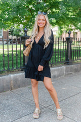 On This Day Black Mixed Texture Knit Dress