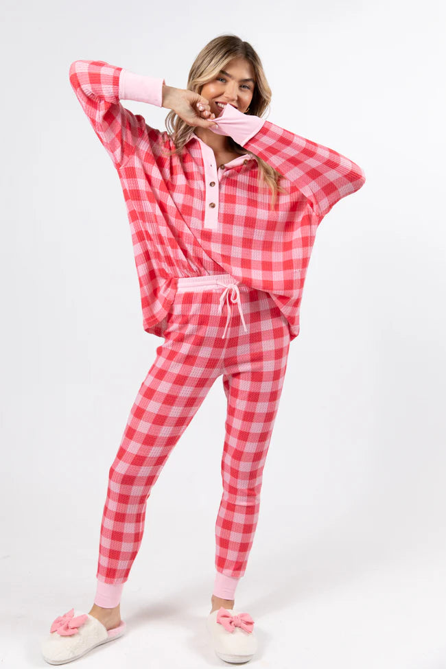 Outshine The Rest Pink Plaid Lounge Joggers FINAL SALE