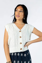 Weather It Together Ivory Cable Knit Sweater Vest