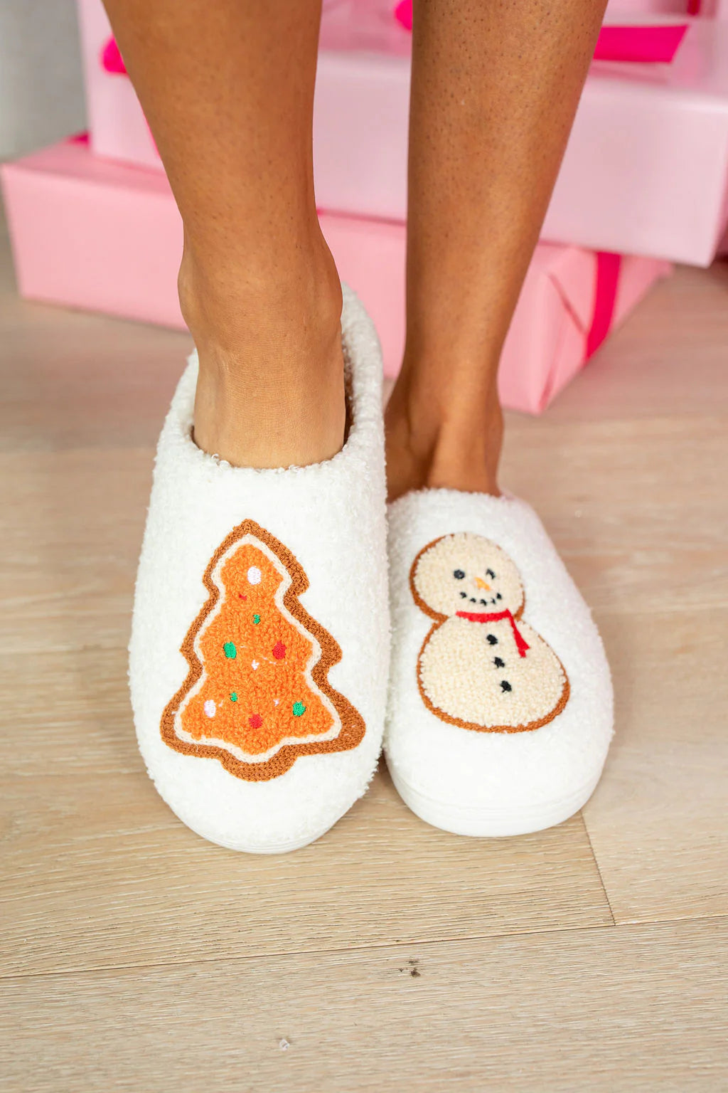 Christmas Cookies Ivory Slippers  FINAL SALE