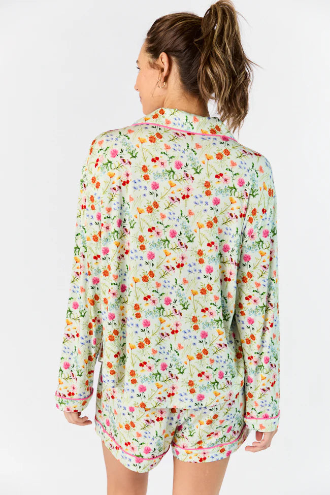 Good To Get Away Botanical Floral Long Sleeve Pajama Top