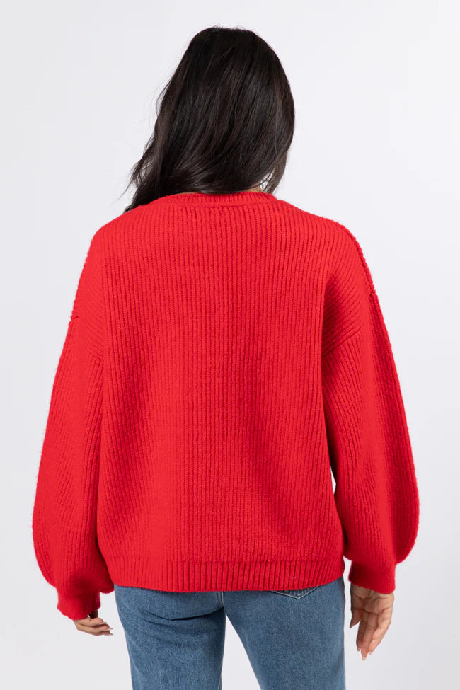 Knot Your Average Bow Red Embroidered Bow Sweater FINAL SALE