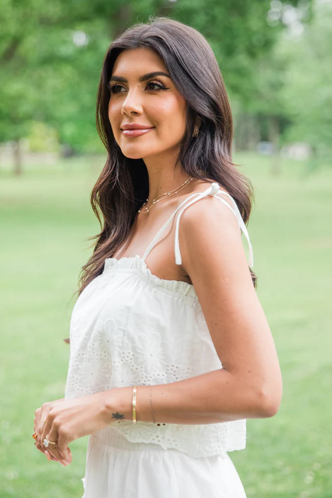 Dockside Dream White Crochet Detail Crop Top SALE