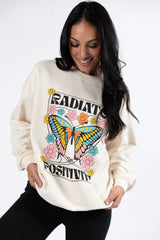 Radiate Positivity Cream Oversized Graphic Sweatshirt