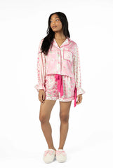 Don't Wake Me Up Pink Multi Floral Satin Pajama Shorts