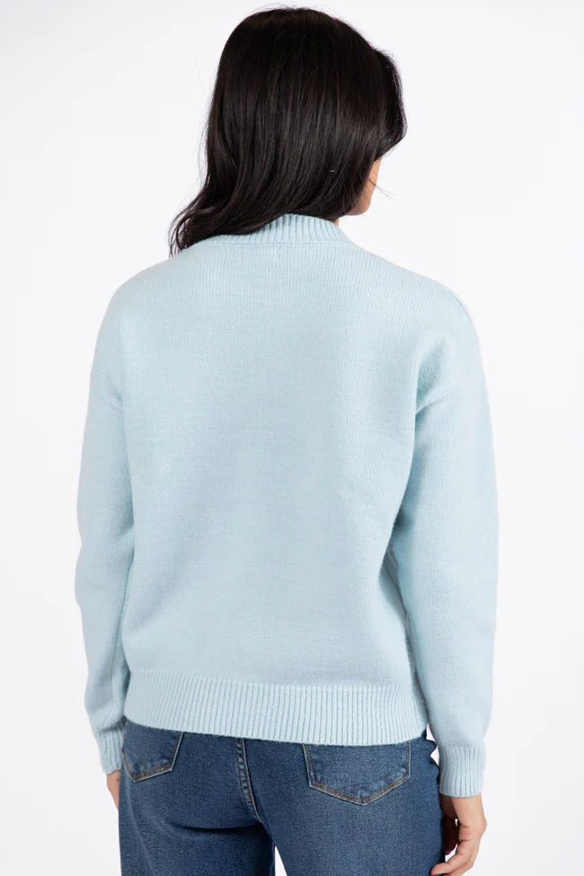 Always Freezing Blue Crew Neck Sweater FINAL SALE