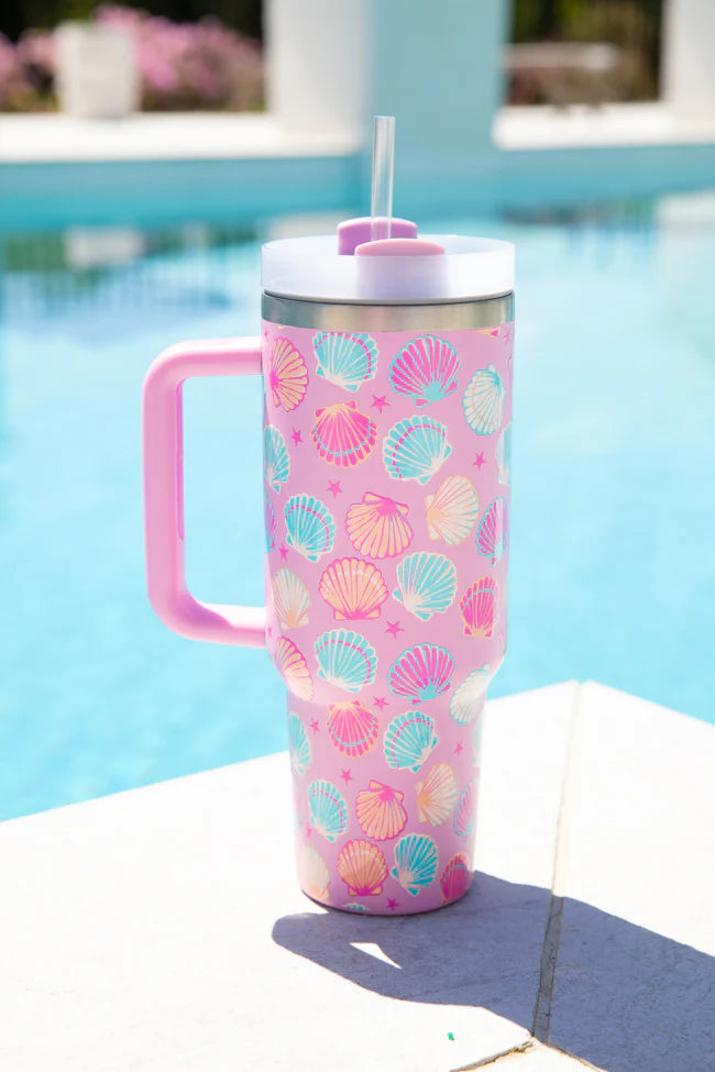 Sippin' Pretty In Mermaid Magic 40 oz Drink Tumbler With Lid And Straw SALE