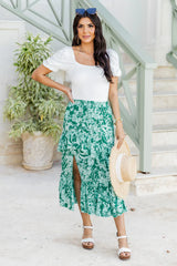 As It Was Green Floral Midi Skirt FINAL SALE