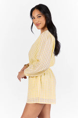 Set On You Yellow Gingham Long Sleeve Romper