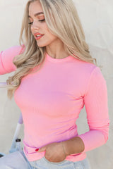 Make Your Choice Pink Ribbed Long Sleeve Tee