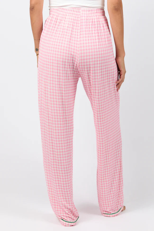 Good To Get Away Pink Gingham Pajama Pants