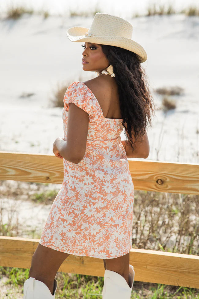 Blossoms Of Belief Apricot Floral Babydoll Dress SALE