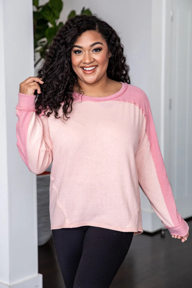 Fall For You Pink Colorblock Top FINAL SALE