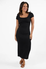 Tahiti Heat Black Textured Midi Dress