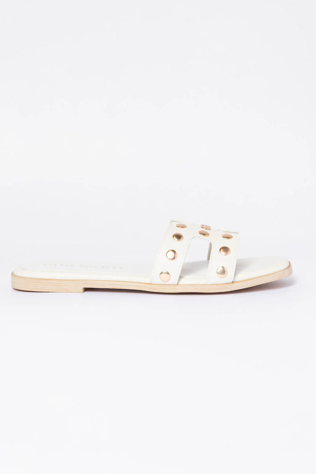 Hallie White Studded H Sandals