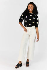 Sutton White Wide Leg Patch Pocket Jeans