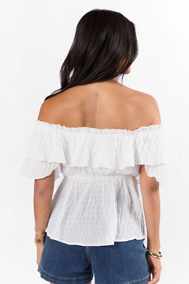 Ruffle It Up Ivory Textured Top