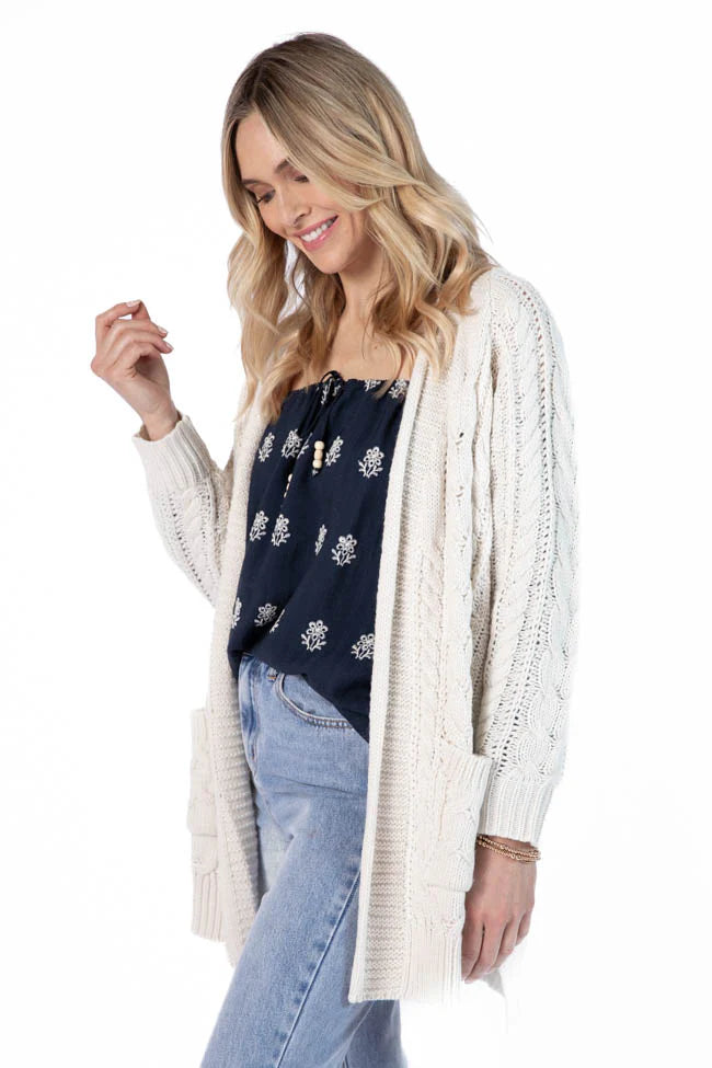 Sweet Nothings Cream Chunky Cable Knit Cardigan