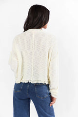 Harp On It Cream Lace Hem Crew Neck Sweater