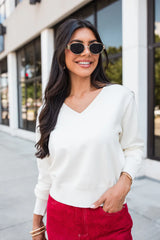 Let's Be Honest Ivory V-Neck Sweater