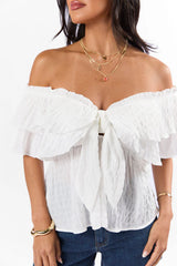 Ruffle It Up Ivory Textured Top