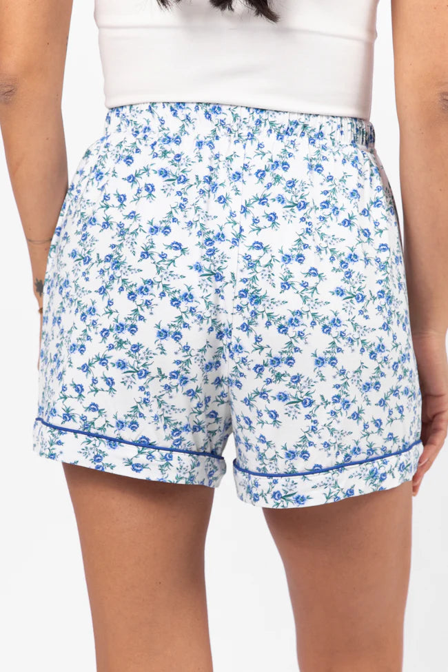 Under The Stars Blue Floral Pajama Shorts