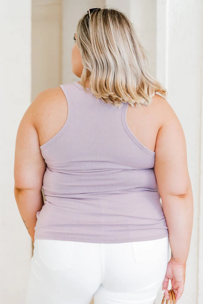 Knowing You Ribbed Racerback Lilac Tank FINAL SALE