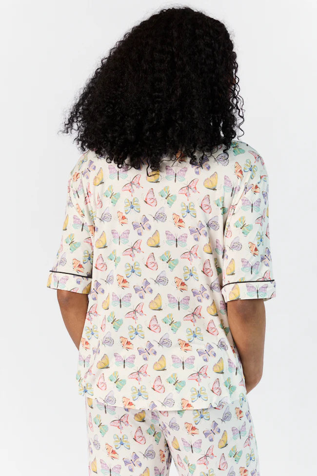 Good To Get Away Butterfly Short Sleeve Pajama Top