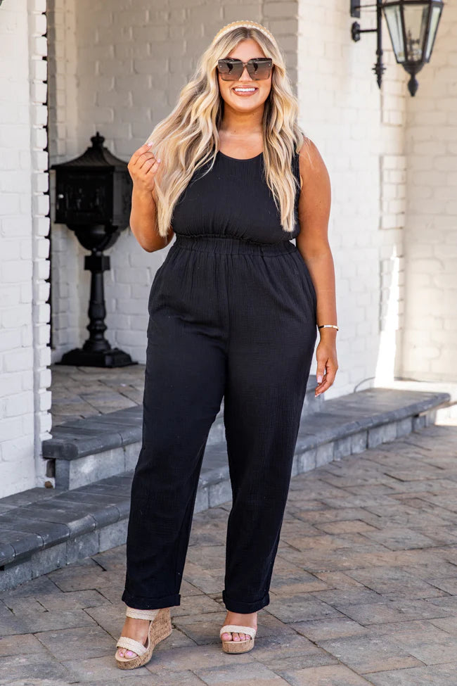 Seeing You Again Black Gauze Jumpsuit FINAL SALE