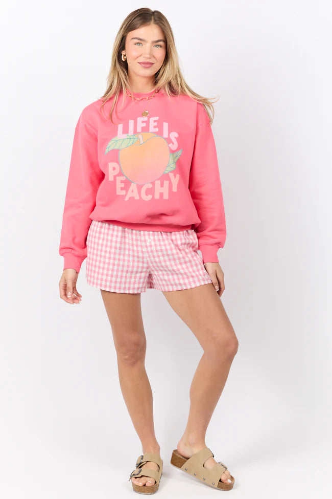 Life Is Peachy Light Red Graphic Sweatshirt