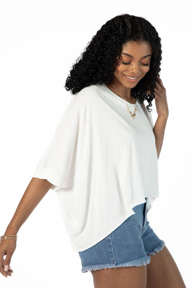 Great Days Ahead Ivory Asymmetrical Hem Tee SALE