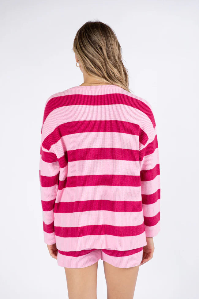 Sign Of The Times Pink and Wine Striped Sweater Set SALE