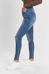 Chelsie Medium Wash Busted Knee Skinny Jeans FINAL SALE