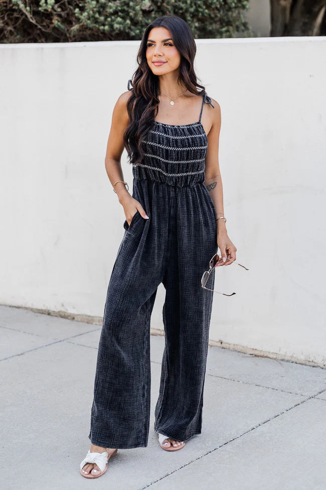 Jump For Joy Black Gauze Jumpsuit FINAL SALE