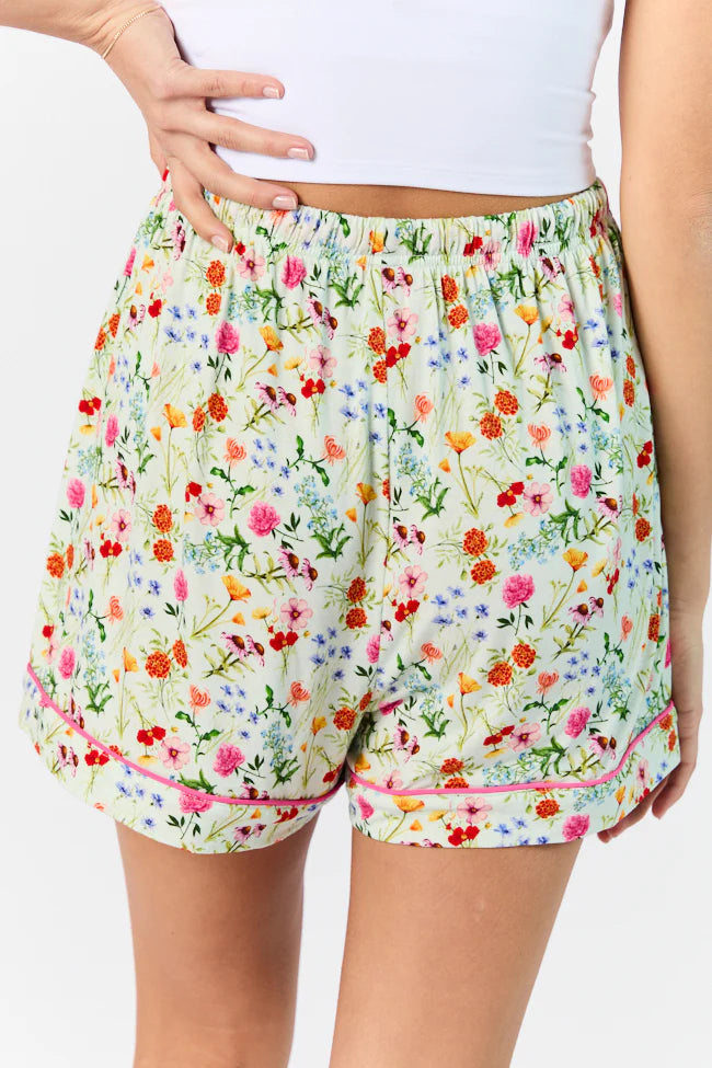 Good To Get Away Botanical Floral Pajama Shorts